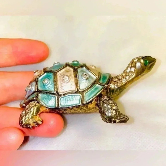 🌸Enameled Turtle 🐢  Jewelry Box🌸 from India 🌸 - Picture 3 of 6